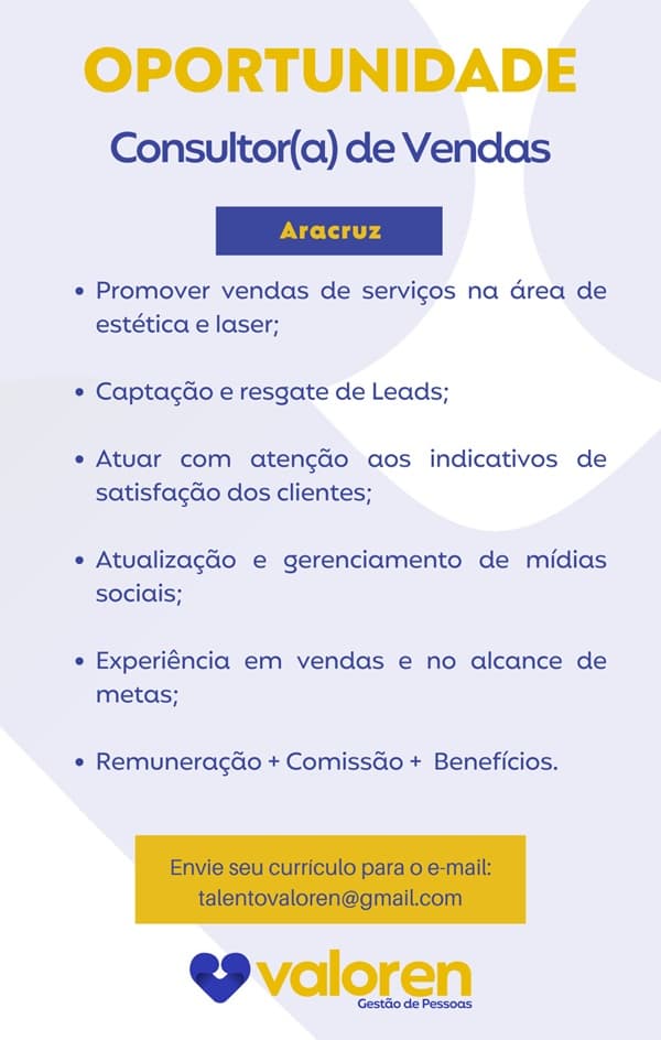 CONSULTOR DE VENDAS - ARACRUZ