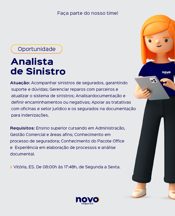 Novo Seguros contrata Analista de Sinistro