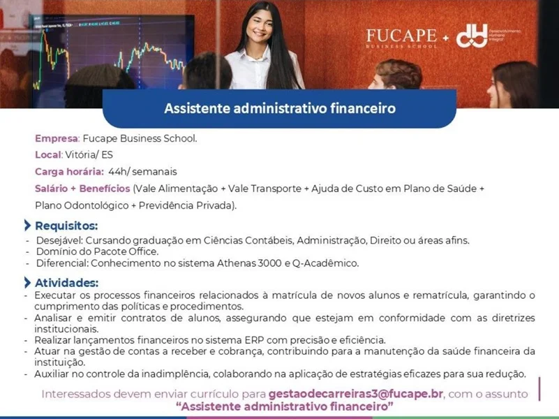 Fucape contrata Assistente administrativo financeiro