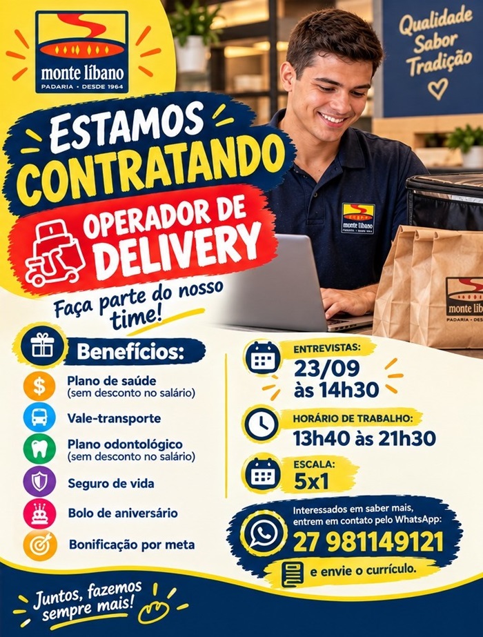 Monte Líbano contrata Operador de Delivery