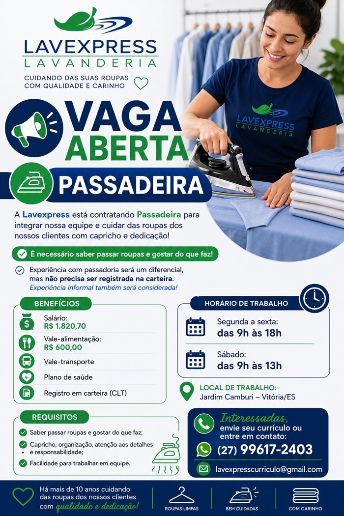 Vaga para Passadeira de Roupas