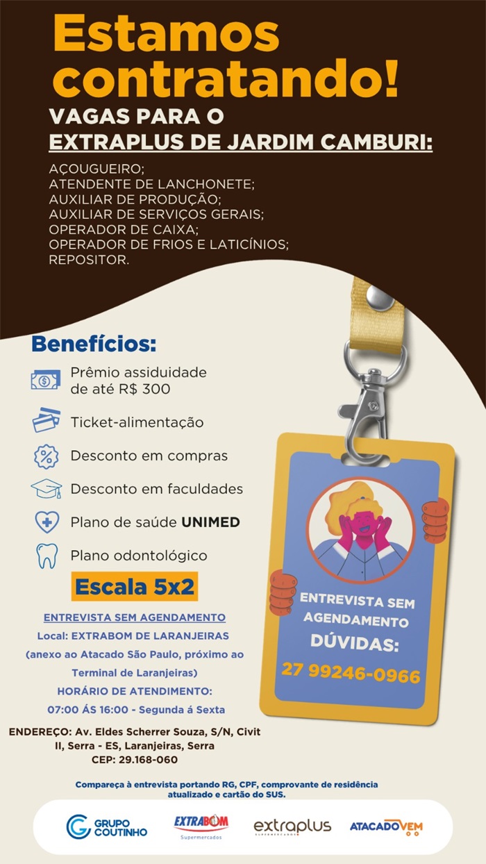 Vagas para o EXTRAPLUS DE JARDIM CAMBURI