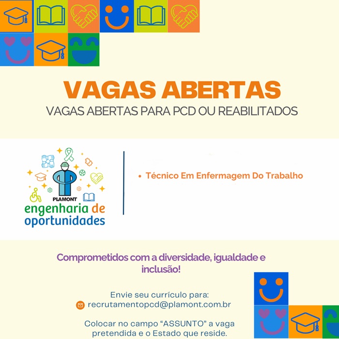 VAGAS PARA PCD OU REABILITADOS DO INSS (TÉCNICO DE ENFERMAGEM DO TRABALHO)