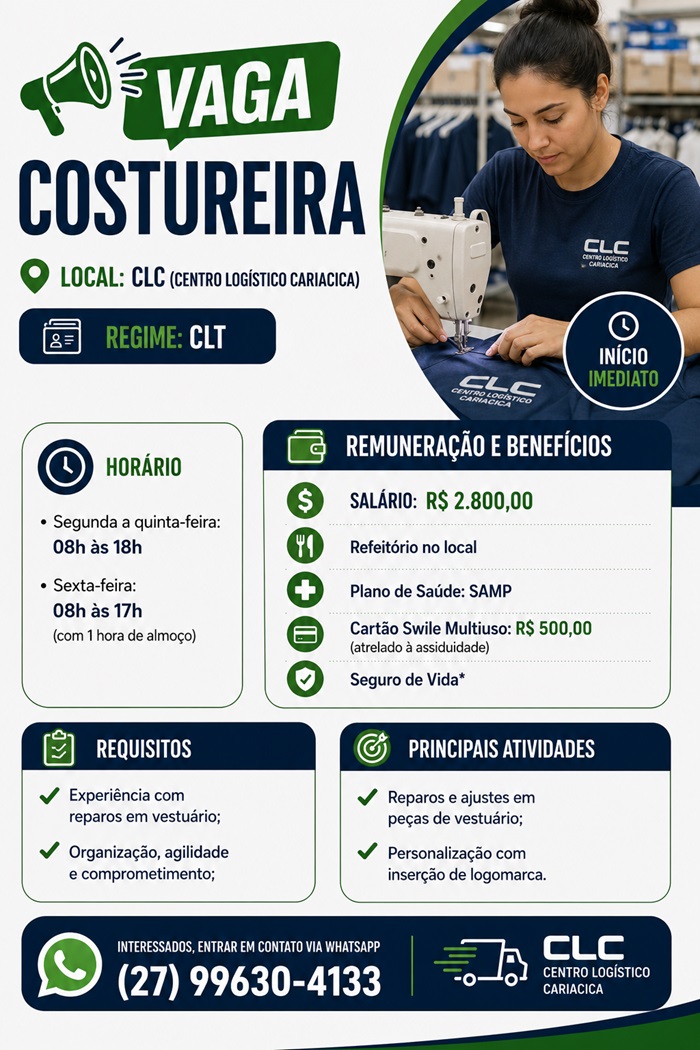 Vaga para Costureira