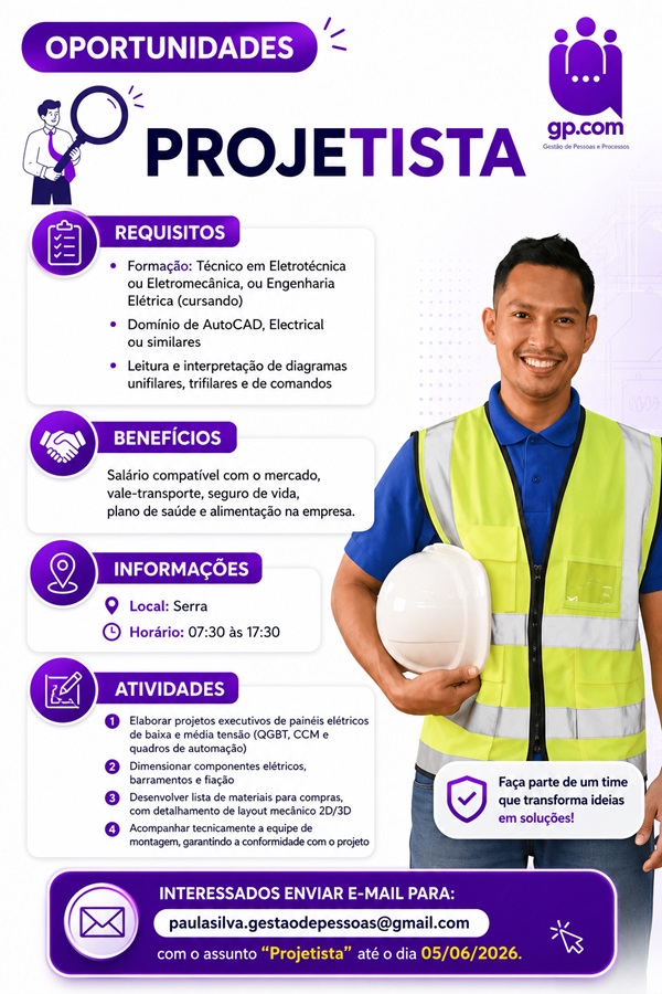 Oportunidade para Projetista