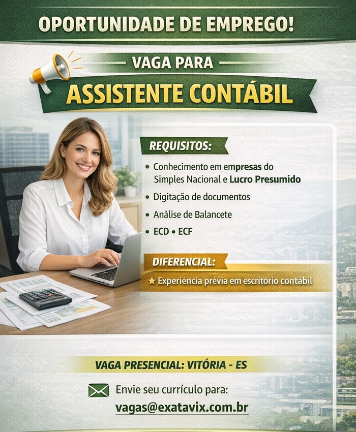 VAGA PARA ASSISTENTE CONTÁBIL