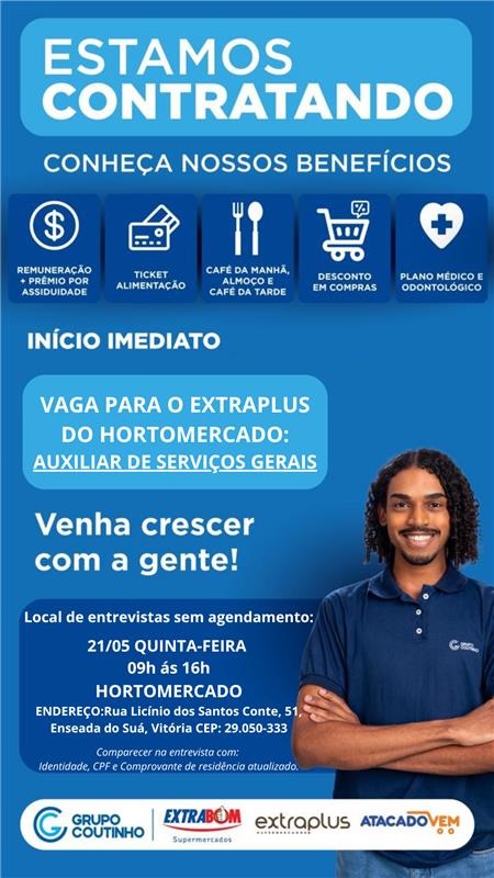 AUXILIAR DE SERVIÇOS GERAIS (EXTRAPLUS - HORTO MERCADO)