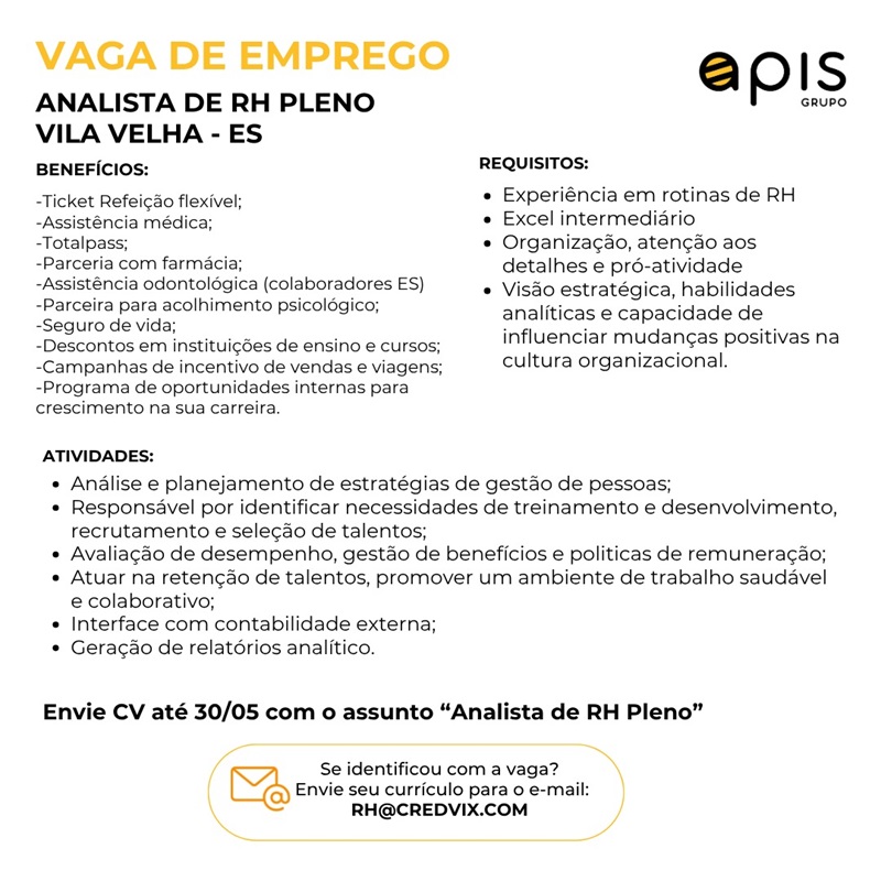 ANALISTA DE RH PLENO