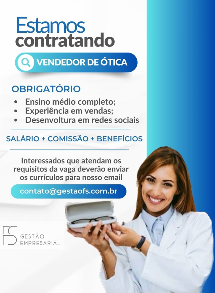 Vaga para Vendedor de Ótica
