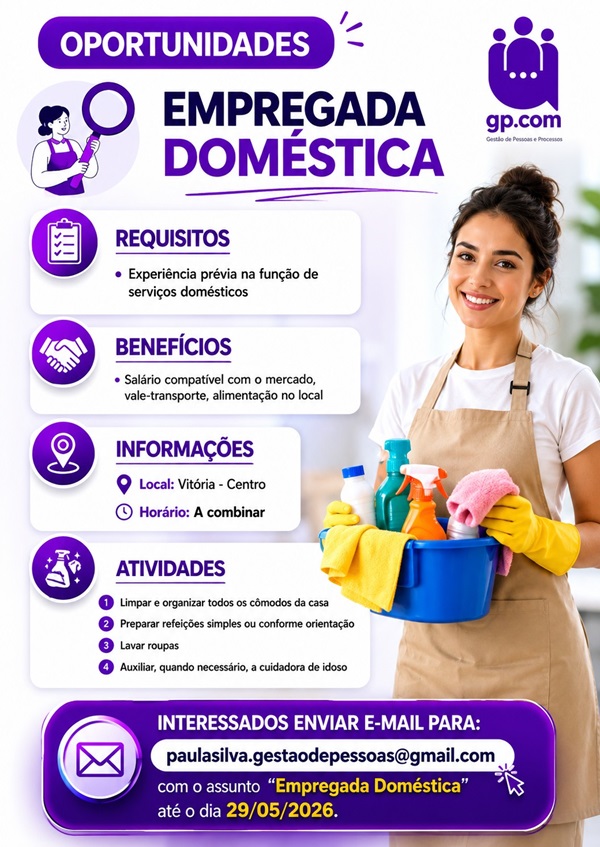 Vaga para Empregada Doméstica