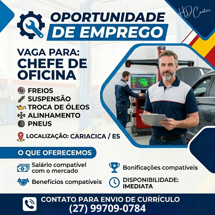 Vaga para Chefe de Oficina em Cariacica