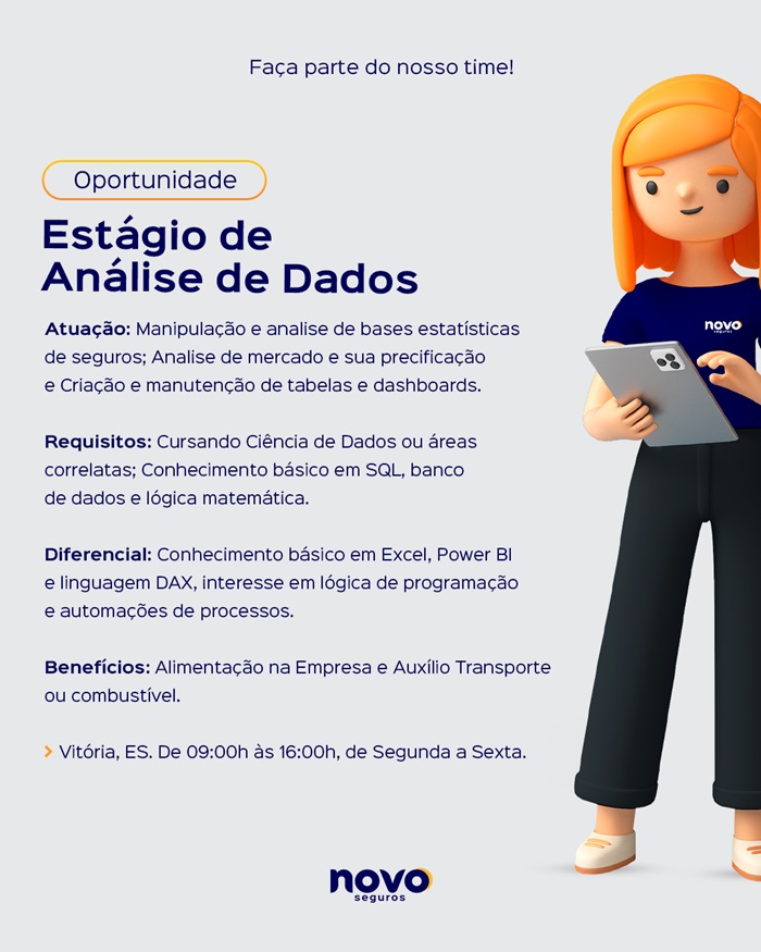 Novo Seguros abre vaga de Estágio de Análise de Dados
