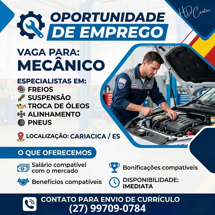 Vaga para Mecânico em Cariacica