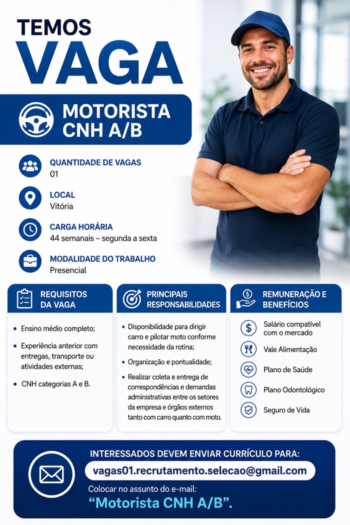VAGA DE MOTORISTA CNH A/B