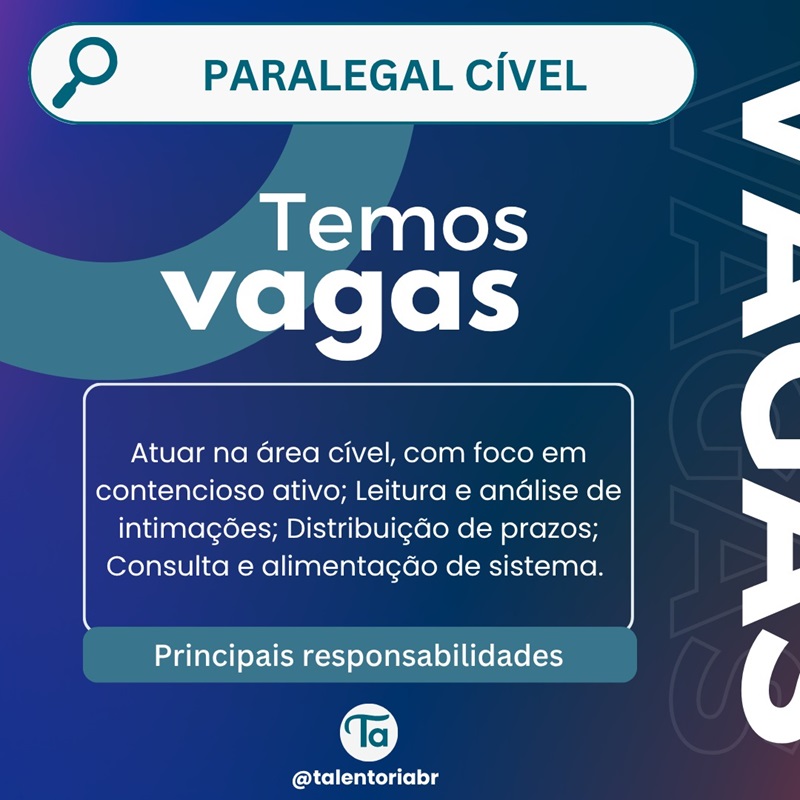 Vaga para Paralegal