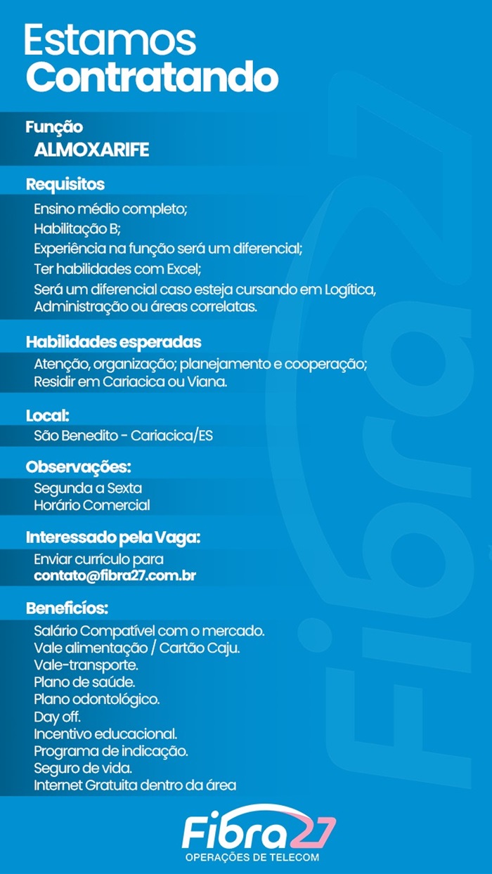 Vaga para Almoxarife (Cariacica)