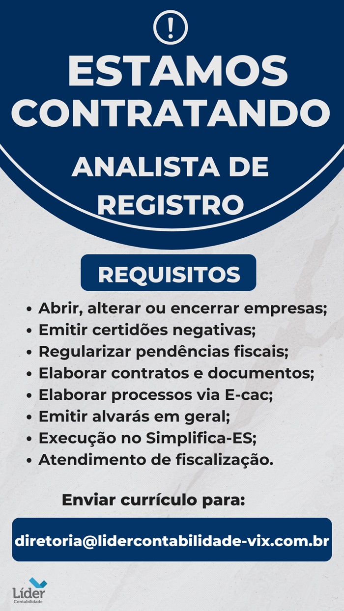 VAGA DE ANALISTA DE REGISTRO
