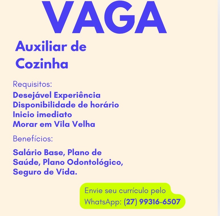 Vaga de Auxiliar de Cozinha