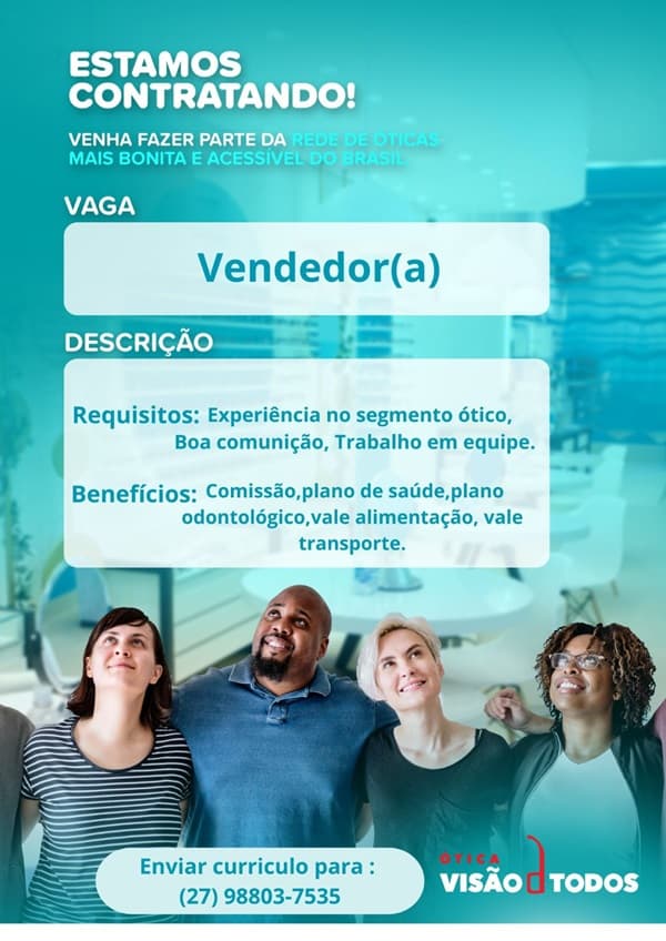 Visão de Todos contrata Vendedor 