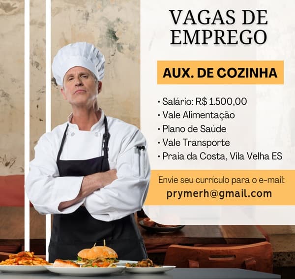 04 VAGAS - AUXILIAR DE COZINHA