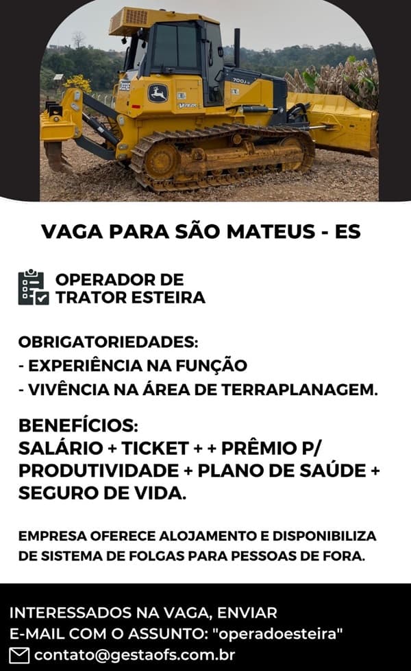 OPERADOR DE TRATOR ESTEIRA