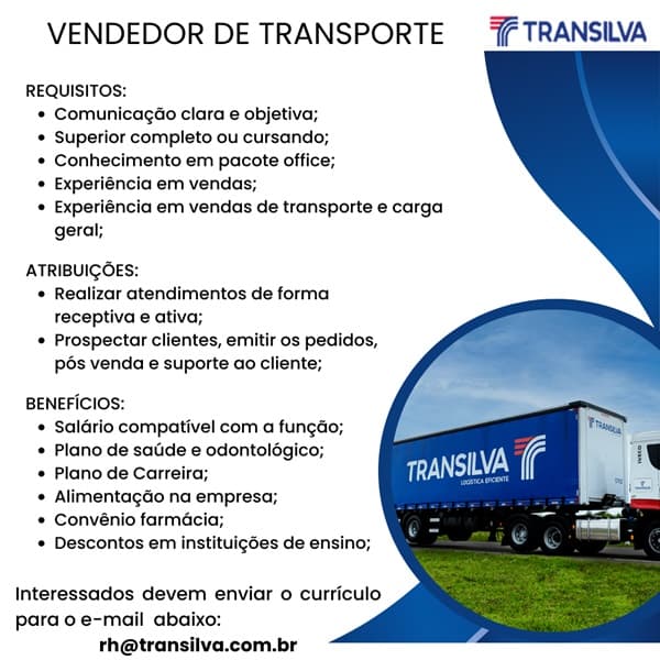 VENDEDOR DE TRANSPORTE E LOGÍSTICA