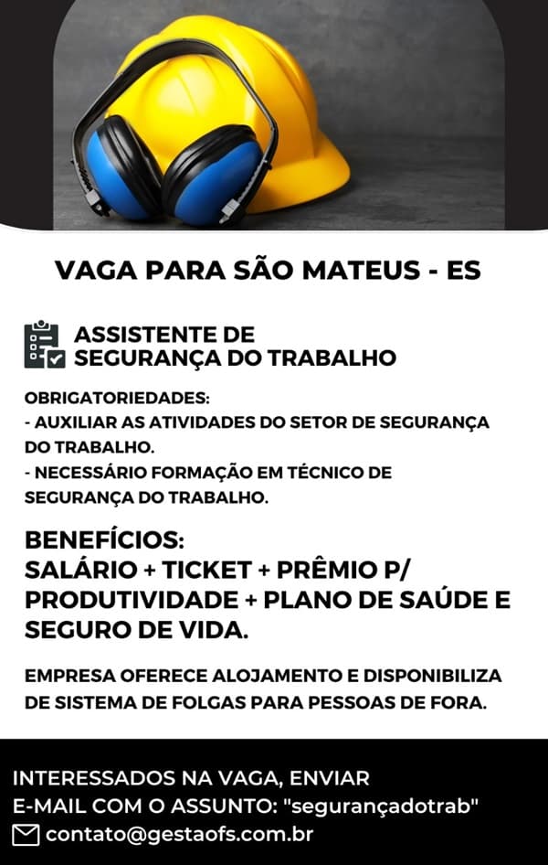 ASSISTENTE DE SEGURANÇA DO TRABALHO