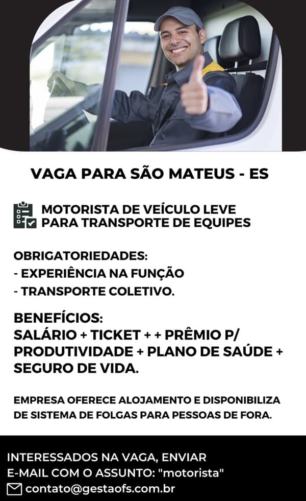 MOTORISTA DE VEÍCULO LEVE