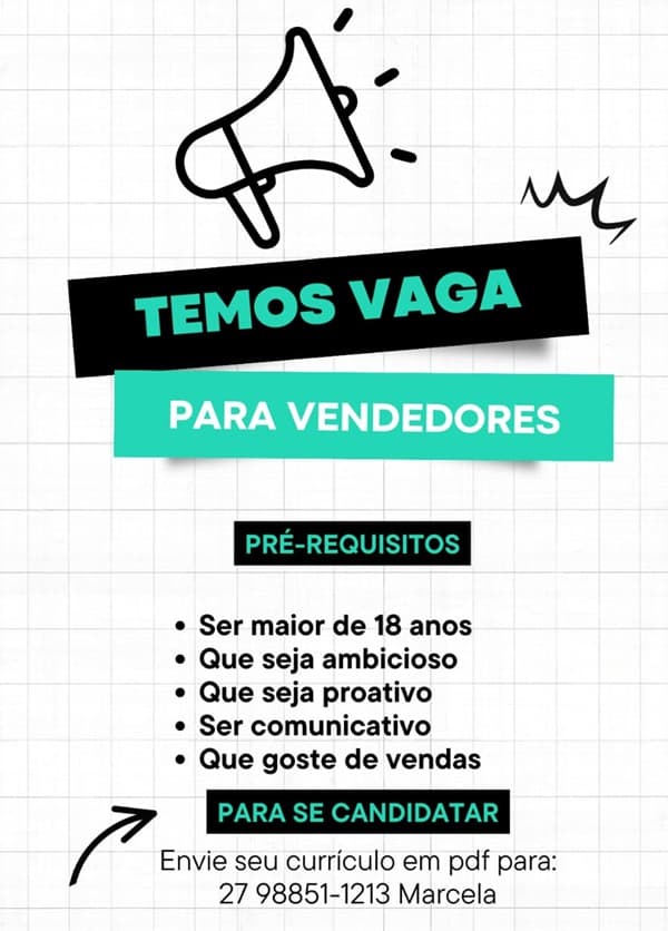 VAGAS PARA VENDEDORES