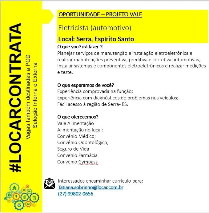 LOCAR CONTRATA ELETRICISTA (AUTOMOTIVO)