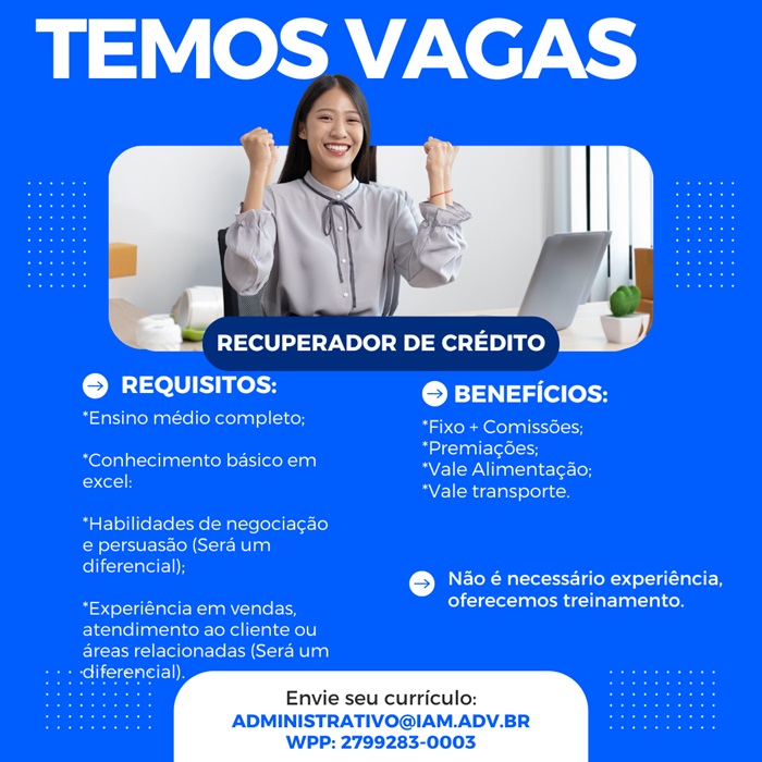 Vaga para Recuperador de Crédito