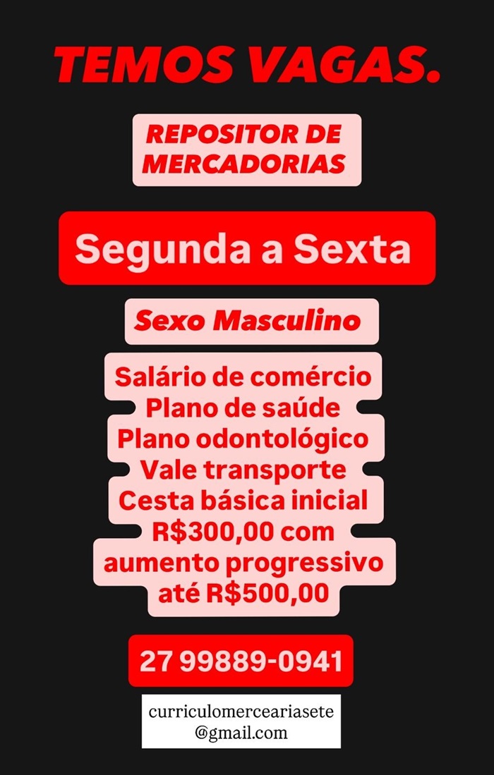 Mercearia contrata Repositor