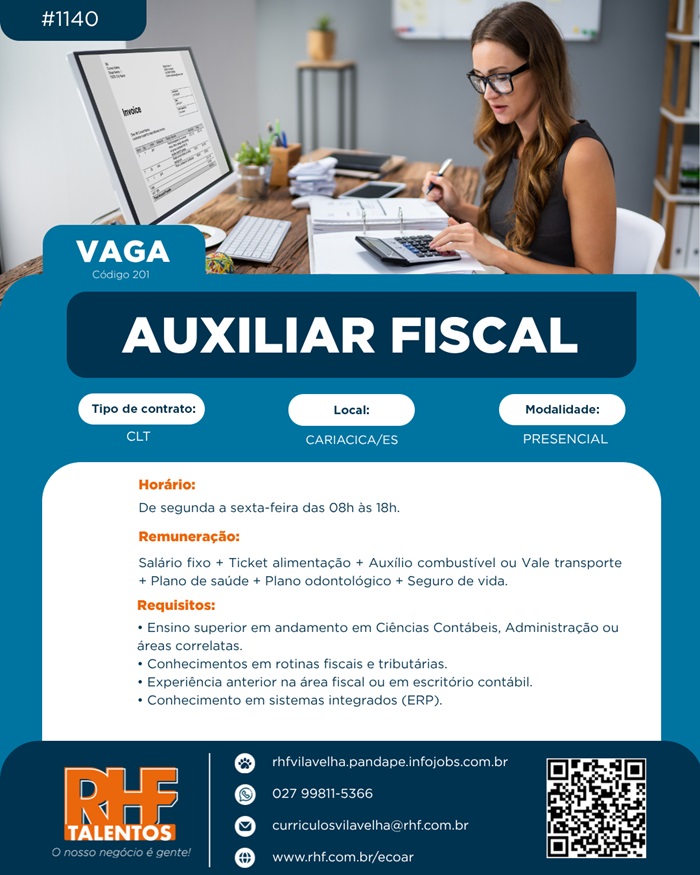 Vaga para Auxiliar Fiscal