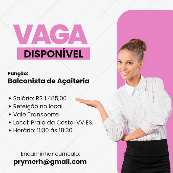 02 VAGAS - BALCONISTA/ATENDENTE