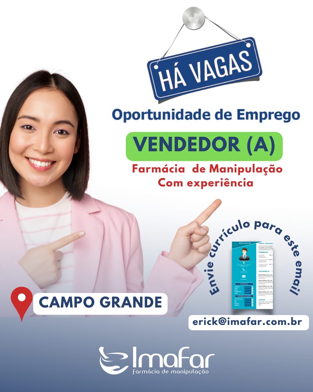 Imafar contrata Vendedor(a)