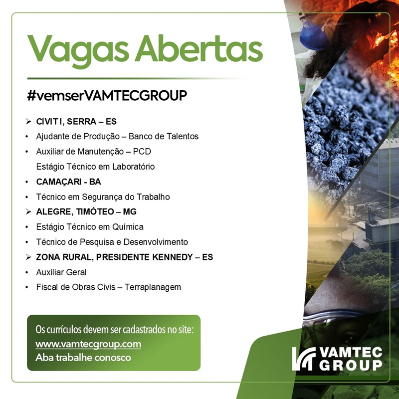 VAMTEC ABRE VAGAS DE EMPREGO (SERRA E VITÓRIA)