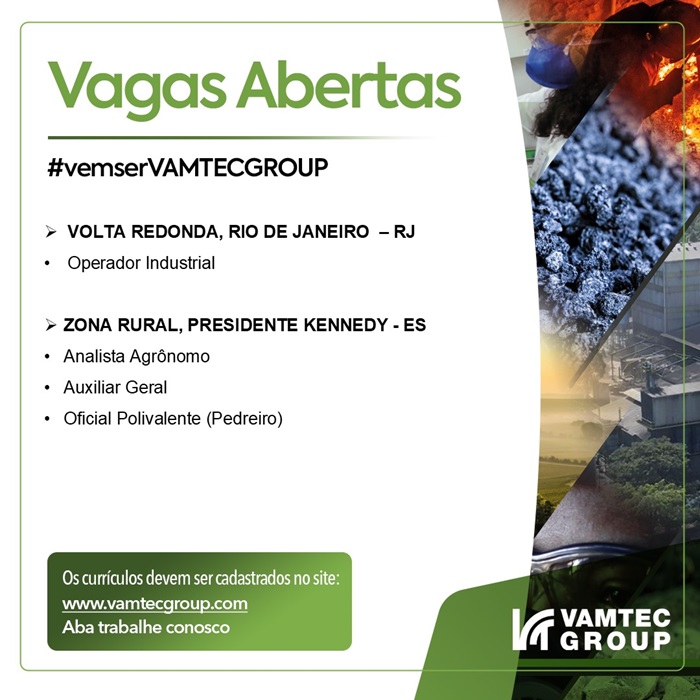VAMTEC ABRE VAGAS DE EMPREGO (PRESIDENTE KENNEDY - ES)