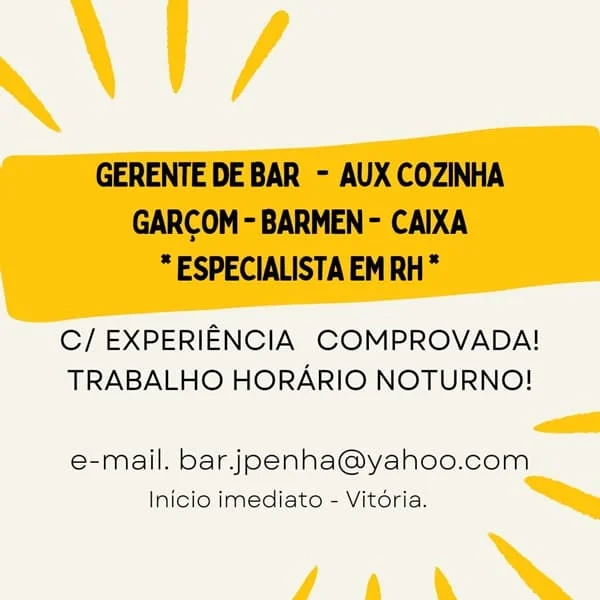 VAGA DE GERENTE DE BAR
