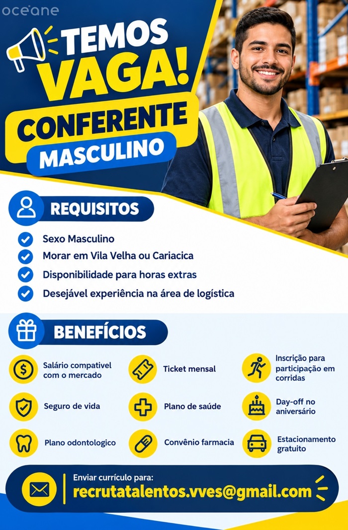 Vaga para Conferente (Masculino)