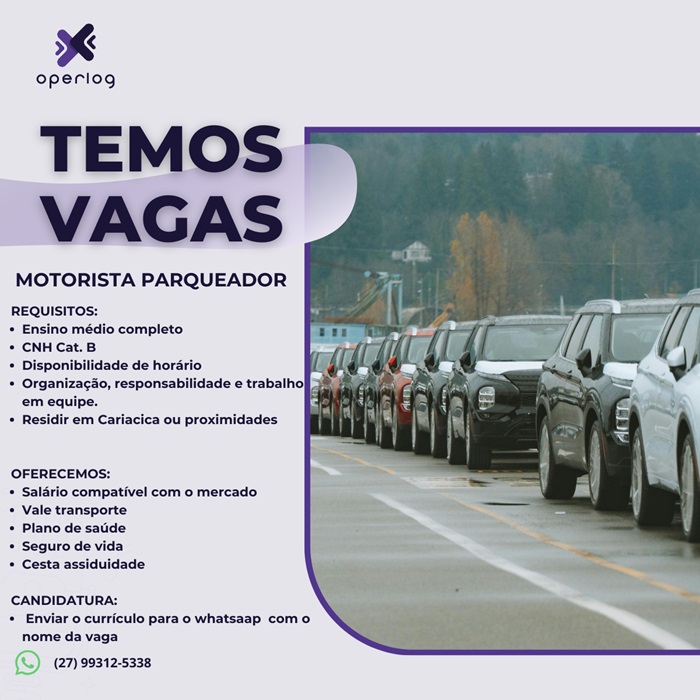 Operlog contrata Motorista Parqueador