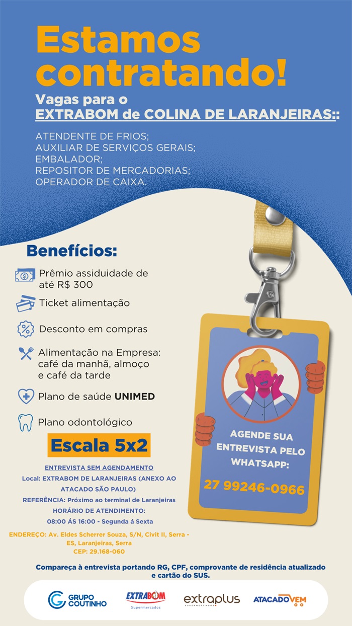 Vagas para o EXTRABOM de COLINA DE LARANJEIRAS