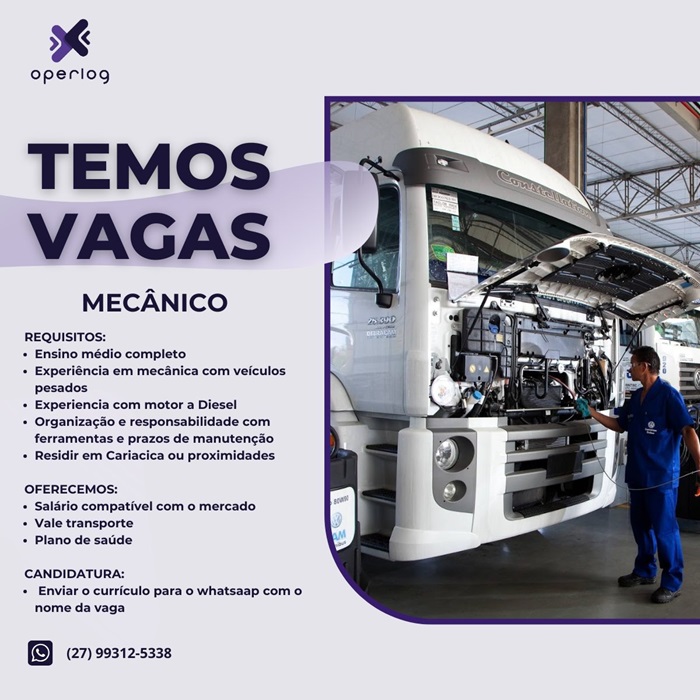 Operlog contrata Mecânico