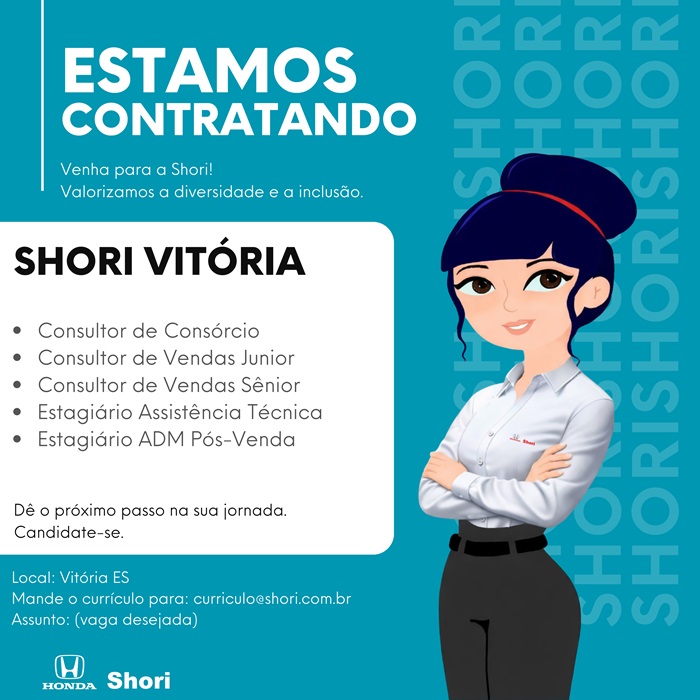 Honda Shori Vitória abre vagas de Emprego e Estágio