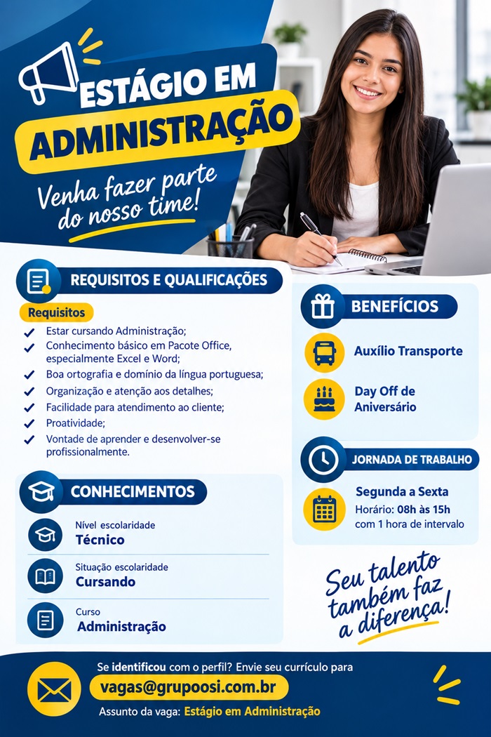 Vaga para Estágio em Administração