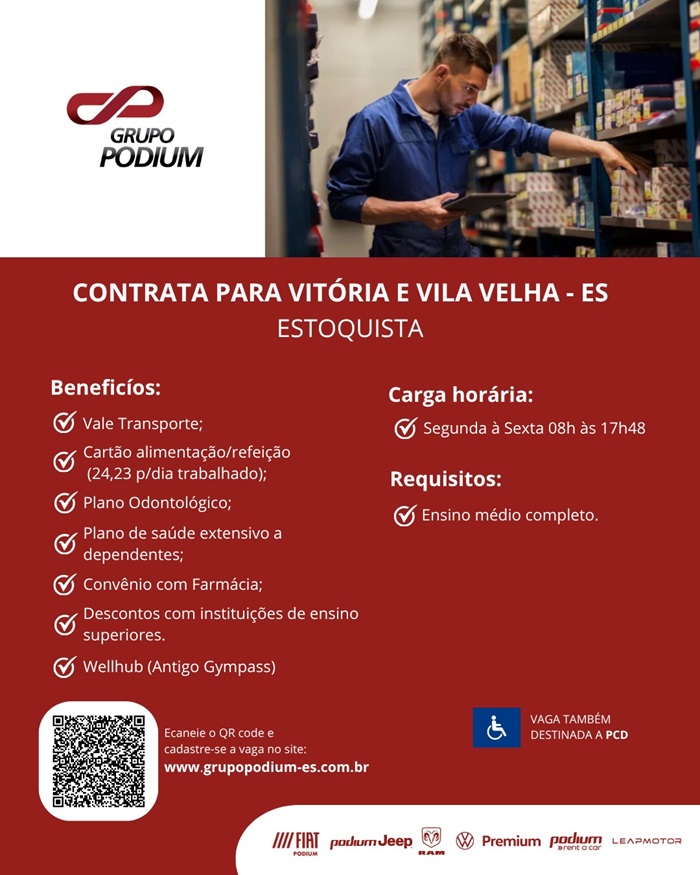 GRUPO PODIUM CONTRATA ESTOQUISTA (VILA VELHA)
