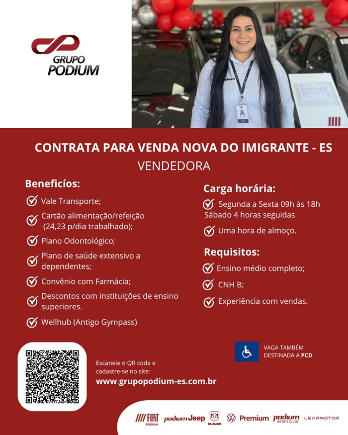 GRUPO PODIUM CONTRATA VENDEDORA