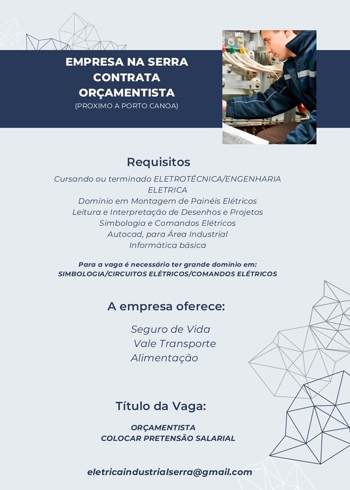 VAGA PARA ORÇAMENTISTA 