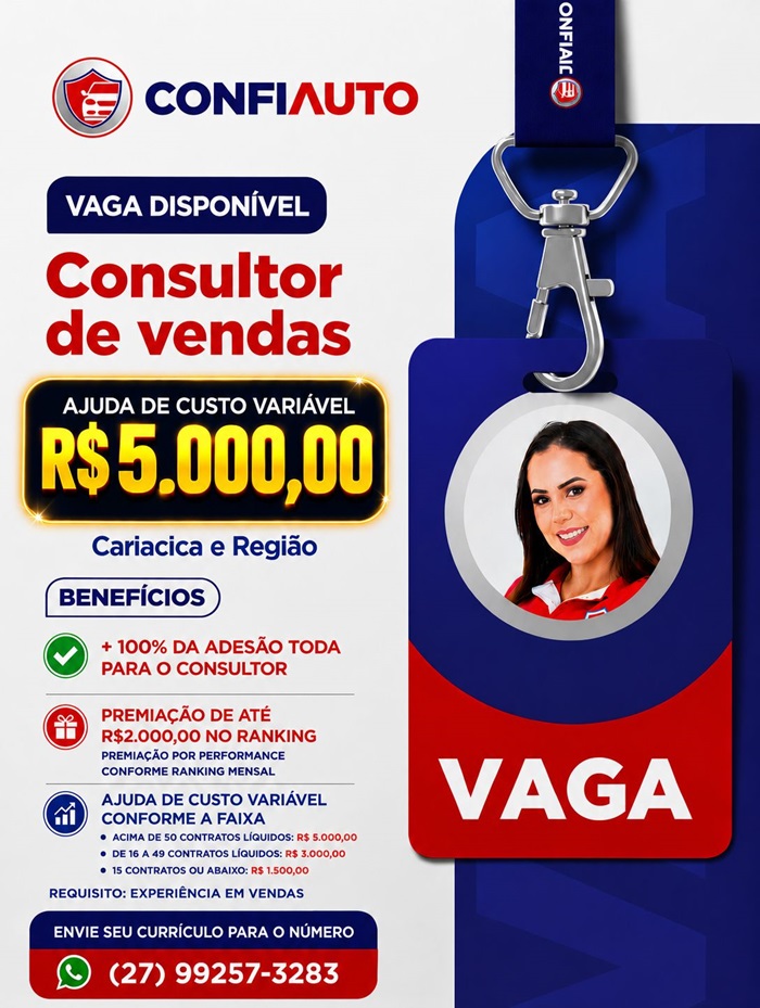 A Confiauto está Contratando! Vaga para Cariacica (ES)