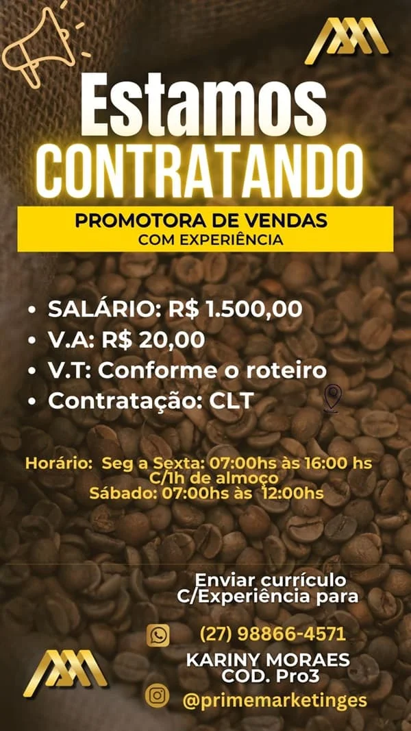 VAGA PARA PROMOTORA DE VENDAS
