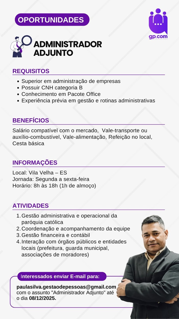 VAGA PARA ADMINISTRADOR ADJUNTO